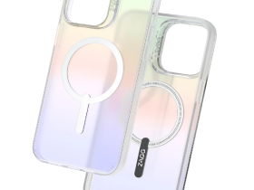 Чехол-накладка Zagg Iridescent Anti-microbial Magsafe для iPhone 14 Pro Max пластиковый (фиолетово-желтый градиент)