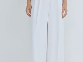 Прямые брюки со складками, Белый