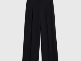 Прямые брюки со складками, Черный