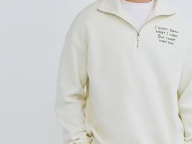 Толстовка с воротником-стойкой на молнии, Белый