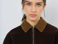 Жакет с бархатным напылением, Коричневый