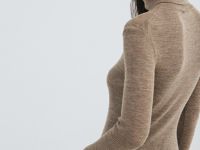 Водолазка из шерсти в рубчик, Коричневый