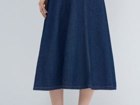 Джинсовая юбка миди, Синий