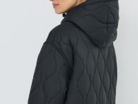 Удлинённая куртка с капюшоном, Черный