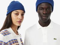 Шерстяная шапка Lacoste унисекс в рубчик