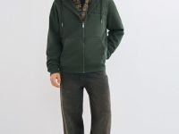 Толстовка на молнии с аппликацией, Зеленый