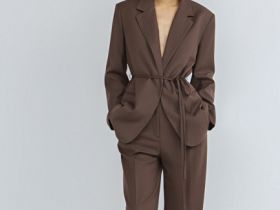 Широкие брюки со складками, Коричневый