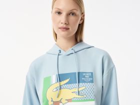 Женская короткая толстовка Lacoste с капюшоном