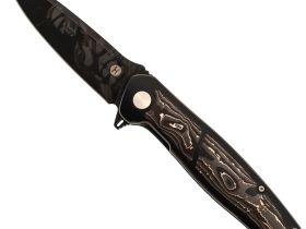 Складной нож Honor Caesar, сталь S35VN с гравировкой, рукоять титан/карбон, черный