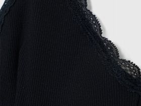 Топ с кружевом для девочек, Черный