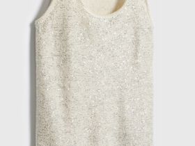 Вязаная майка с пайетками, Серебряный