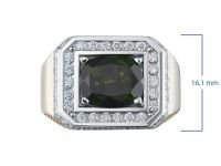 Мужское кольцо из белого золота с бриллиантами и хромдиопсидом э4136кц03200354