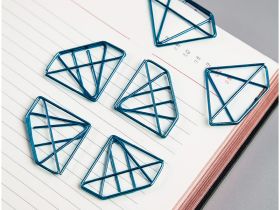 Скрепки фигурные Meshu "Diamonds" 25 мм, 6 шт, пакет с европодвесом