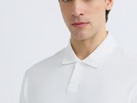 Поло из текстурной хлопковой ткани, Белый