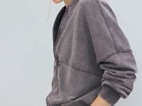 Бомбер с эффектом стирки, Серый