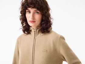 Женский шерстяной свитер-толстовка Lacoste на молнии с капюшоном