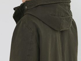 Удлинённая утеплённая парка с капюшоном, Зеленый