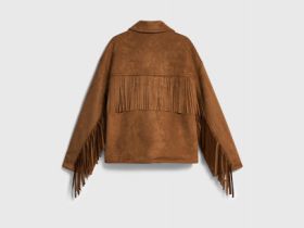 Куртка из искусственной замши с бахромой для девочек, Оранжевый