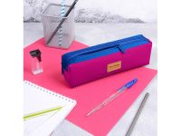 Пенал мягкий 2 отделения Berlingo "Electric pink" 210*60*50 мм, полиэстер, цветные молнии