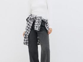 Лонгслив в рубчик, Белый