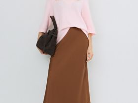 Сатиновая юбка А-силуэта, Оранжевый