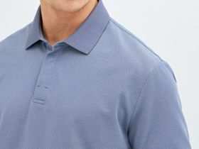 Поло из шелковистого пике, Синий