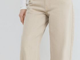 Джинсы Barrel с высокой посадкой, Бежевый
