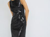 Платье миди с пайетками, Черный
