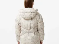 Женский короткий пуховик Lacoste с поясом и высоким воротом