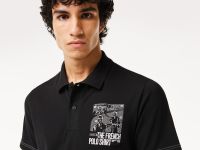 Мужское поло Lacoste с контрастным принтом