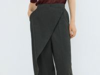 Широкие брюки с асимметричной деталью, Серый