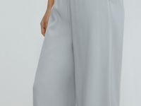 Прямые брюки с поясом на резинке, Серый