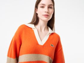 Женский шерстяной свитер Lacoste с v-образным вырезом