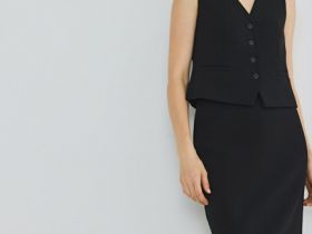 Прямая юбка миди, Черный