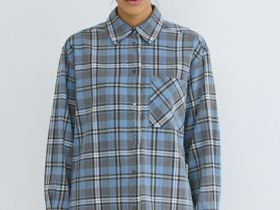 Рубашка в клетку на кнопках, Голубой