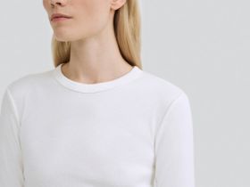 Лонгслив в рубчик, Белый