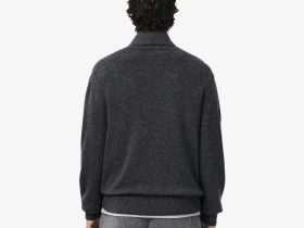 Мужской шерстяной свитер Lacoste на молнии с высоким воротом