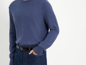 Джемпер из шерсти и хлопка с округлой горловиной