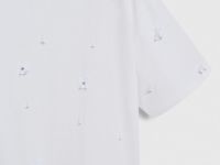 Футболка с цветочным декором из пайеток, Белый