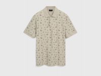 Поло из хлопка с принтом, Бежевый