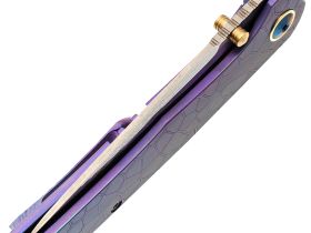 Складной нож Assassin knives Argo 2.0, сталь M398/Damascus, рукоять титан, фиолетовый