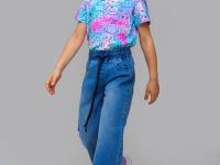 Брюки текстильные джинсовые для девочек