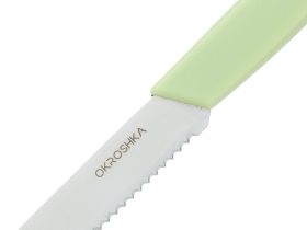 Нож кухонный серрейтор для фруктов и овощей Okroshka Salad 10 см, сталь 5cr15mov, рукоять пластик, зеленый