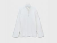 Джемпер с воротником-стойкой на молнии, Белый