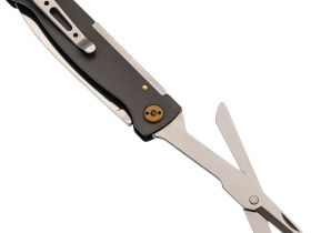 Складной нож Sanrenmu Partner с ножницами, сталь 12C27, рукоять нержавеющая сталь, серый