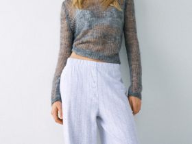 Пижамные брюки из ажурного трикотажа, Серый