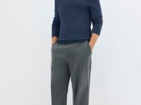 Базовый вязаный джемпер с воротником, Синий