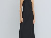 Сатиновое платье с американской проймой, Черный