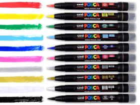 Маркер UNI "POSCA" PCF-350, кисть, цвет черный