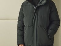 Удлинённая утеплённая куртка с капюшоном, Зеленый